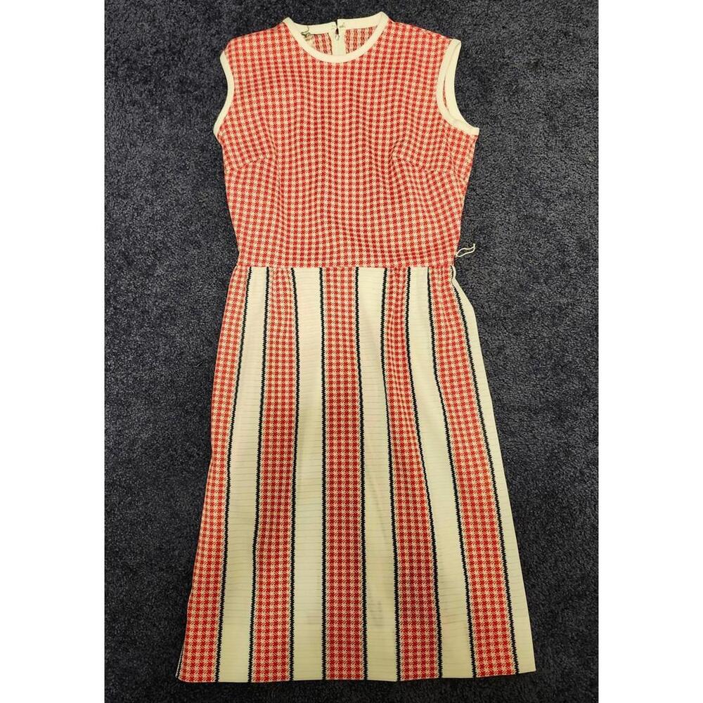 Vintage Gingham A-Line Dress red white blue